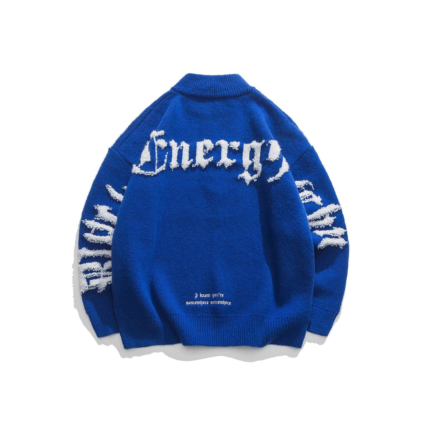 High-Neck Jacquard Zip Sweater